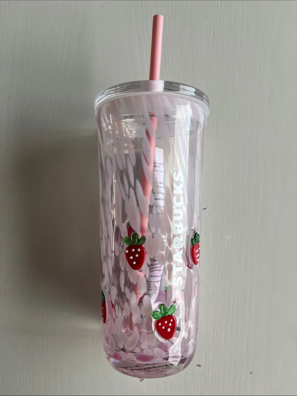 NWT 🍓Starbucks Strawberry Cold Cup Tumbler with Straw 16oz